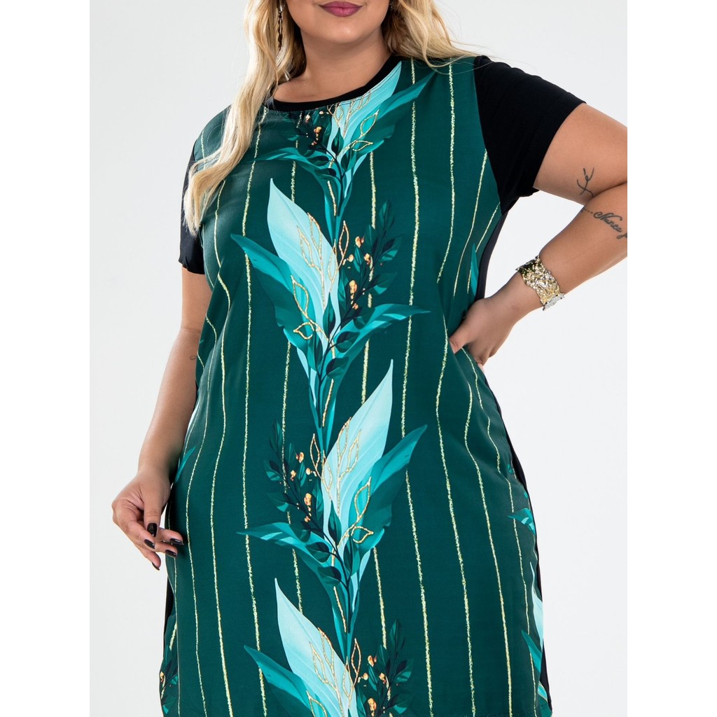 Vestido Plus Size Feminino Estampado Elegante Premium