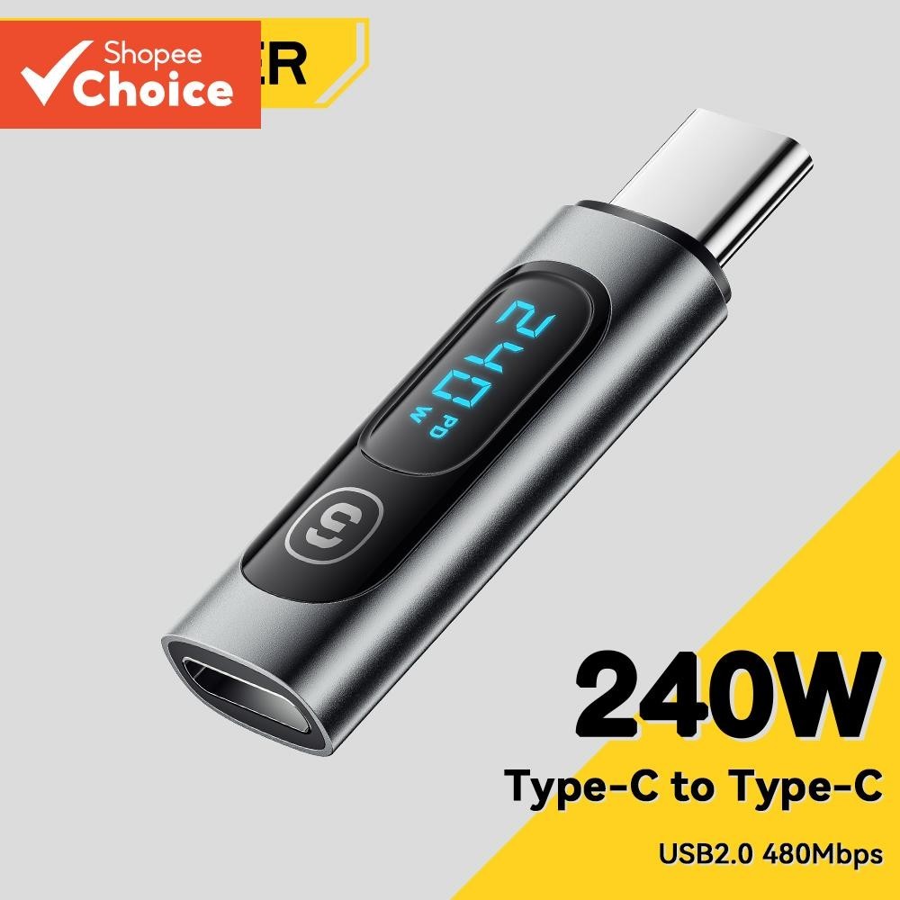 Essager 240W Conversor Type-C para Type-C Usb2.0 480Mbps Adaptador para Ipad, Macbook, Samsung e Huawei