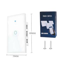 Tuya Smart Wi-Fi Switch 1 botões touch, celular, Alexa ou Google Home