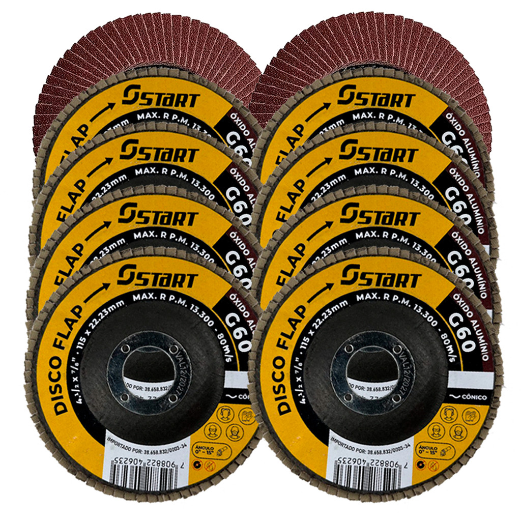 Disco Lixa Flap 4.1/2 Gramatura 60 Óxido De Alumínio Kit com 10 Unidades Para Lixadeira em Oferta na Shopee