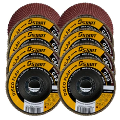 Disco Lixa Flap 4.1/2 Gramatura 60 Óxido De Alumínio Kit com 10 Unidades Para Lixadeira