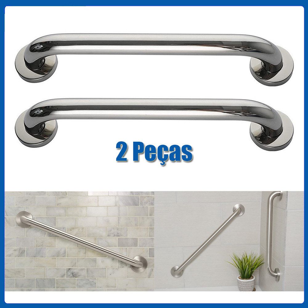 Kit 2 Barras de Apoio Inox 304 50cm para Banheiro - Corrimão de Segurança e Proteção para Idosos e Deficientes em Oferta na Shopee