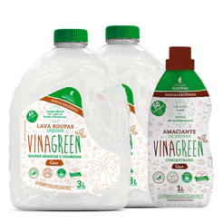 Kit Vinagreen 2 Lava Roupas Coco 3 l + 1 Amaciante Concentrado Coco 1 L