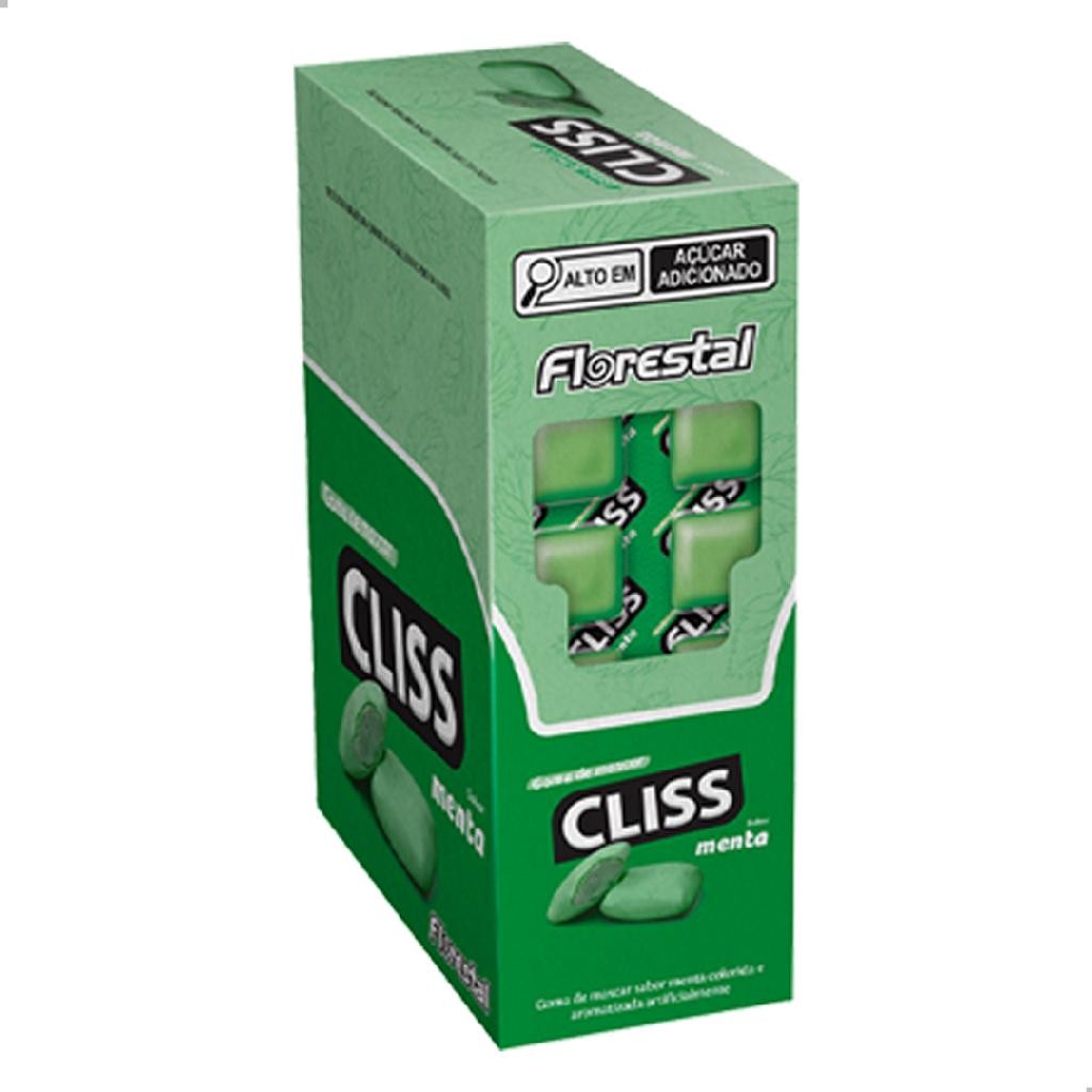 Chiclete Cliss Cartela sabor Menta Florestal Caixa com 12 Cartelas 201g