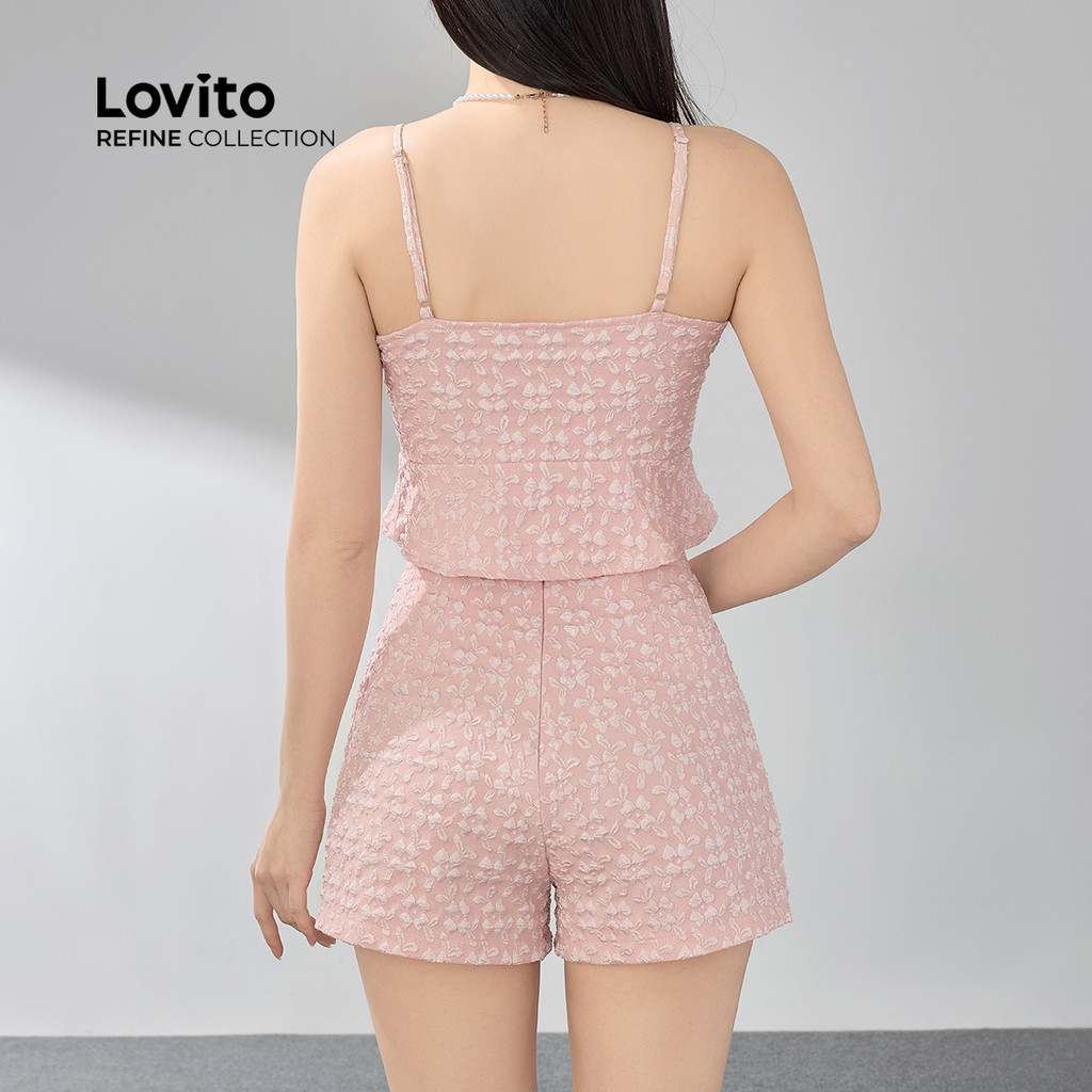 Detalhes do Lovito Refine Boho Top Plissado Botões Verão Primavera Para Mulheres LR4ED053