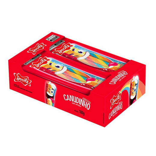 Bala Gelatina Canudinho Colorido Morango Cítrico Docile Com 12 Unidades De 15g - Food & Beverages