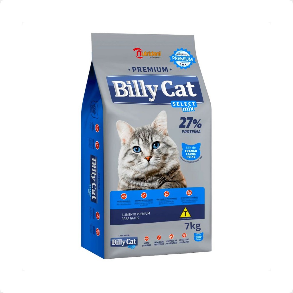 Ração Billy Cat Select - 7Kg Gatos Adultos Mix