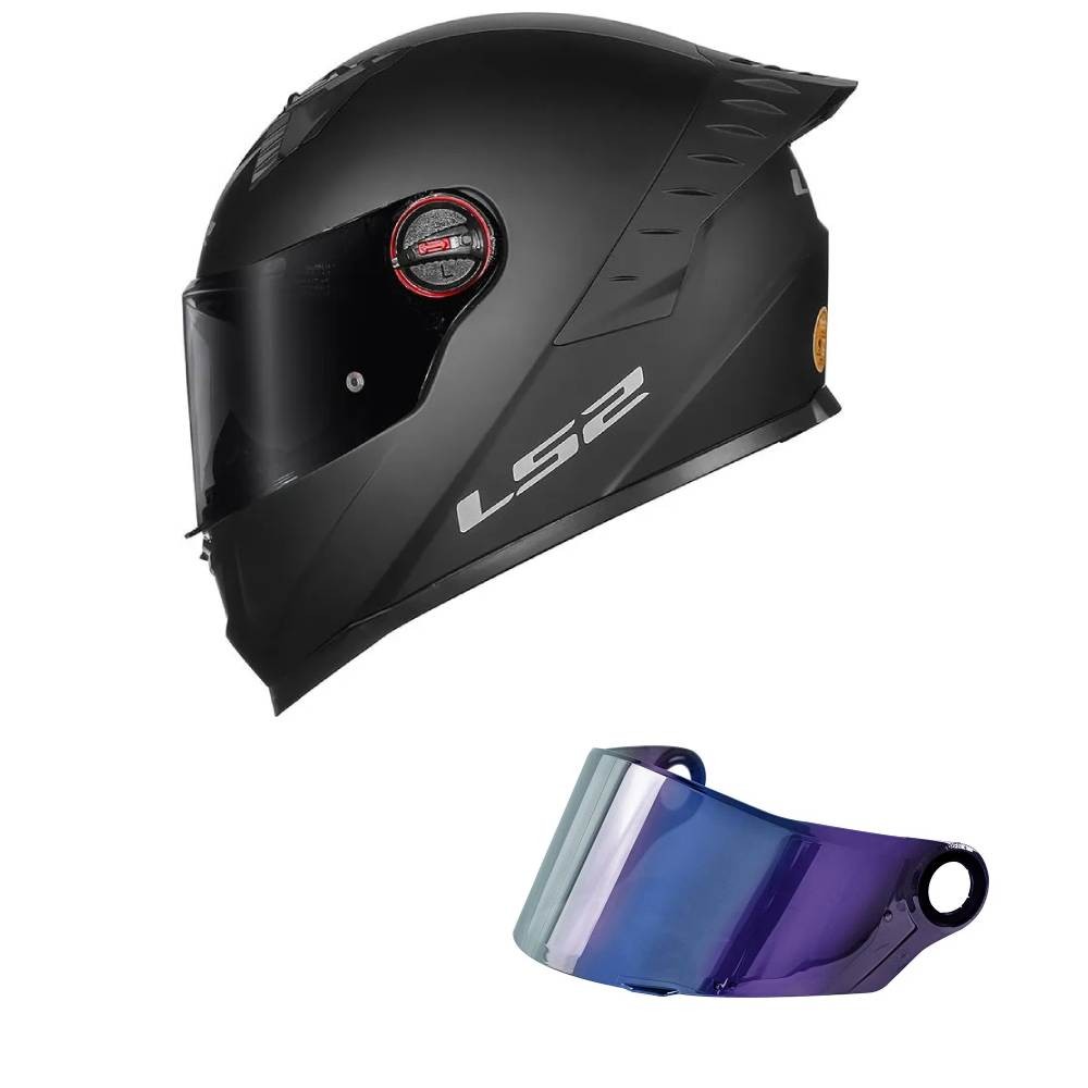 Capacete LS2 FF358 Pro Monocolor Preto Fosco Mais Viseira Camaleão