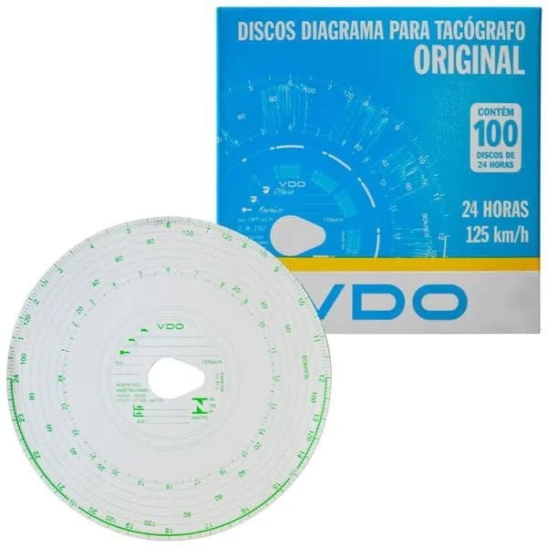 Disco Diagrama Tacógrafo Diário 125km 24h 100 Unidades VDO em Oferta na Shopee