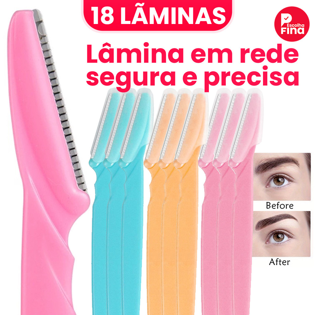 Kit com 6/12/18 Lâminas para Sobrancelhas com Protetor para Acabamento dos Pelos do Rosto em Oferta na Shopee