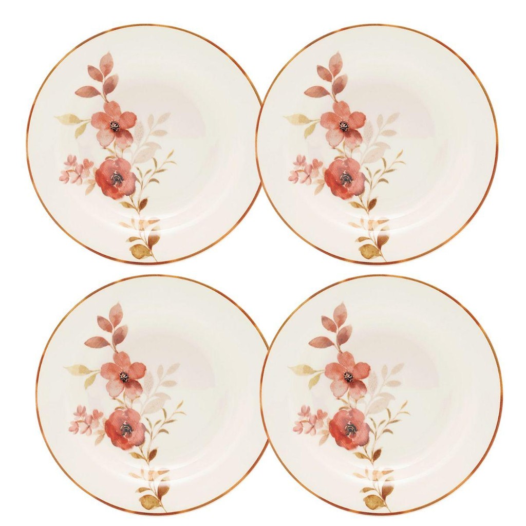 Jogo de 4 Pratos Rasos 24 Cm Donna Chá das 5 em Oferta na Shopee