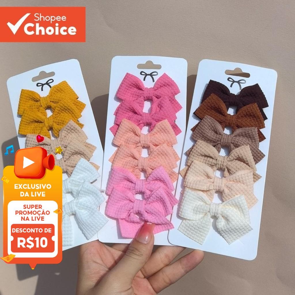 6 Peças De Grampos De Cabelo Com Laço Fofo Para Bebês | Estampados Frescos , Acessórios Id...