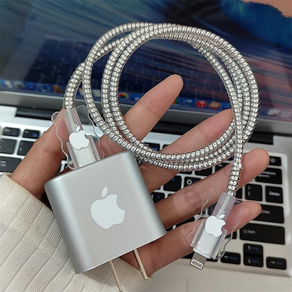Capa protetora prateada com logotipo para carregador Apple de 20W compatível com carregadores Apple