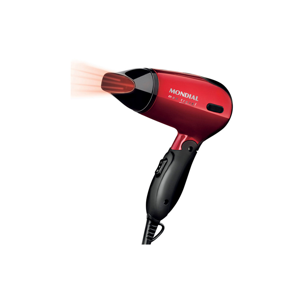 Secador de Cabelo Mondial Max Travel SC10 Vermelho - 1200W - Beauty