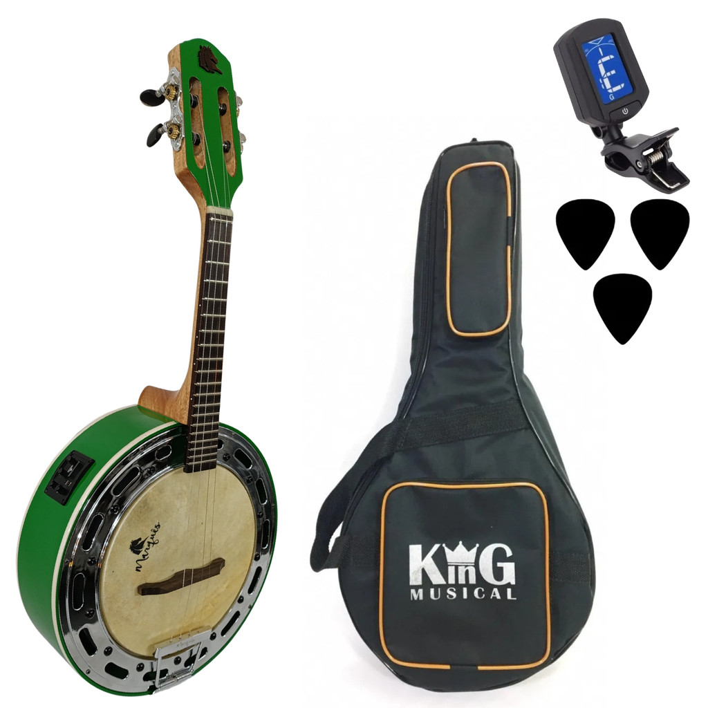 Kit Banjo Marques Elétrico Verde A20C Aro Cromado Acessórios