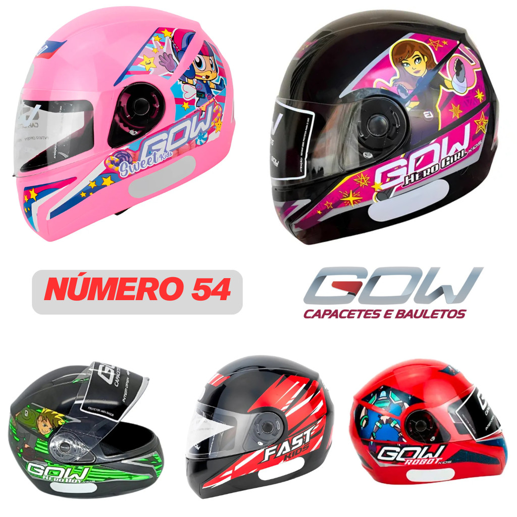 CAPACETE INFANTIL  FECHADO TAMANHO 54  - GOW em Oferta na Shopee