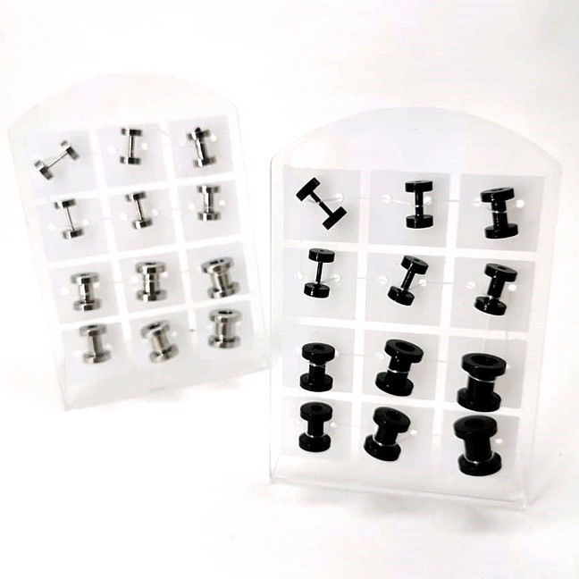 KIT DE Cartela 12 Peças Alargador de Orelha  Metal / Unissex/ Unidade em Oferta na Shopee