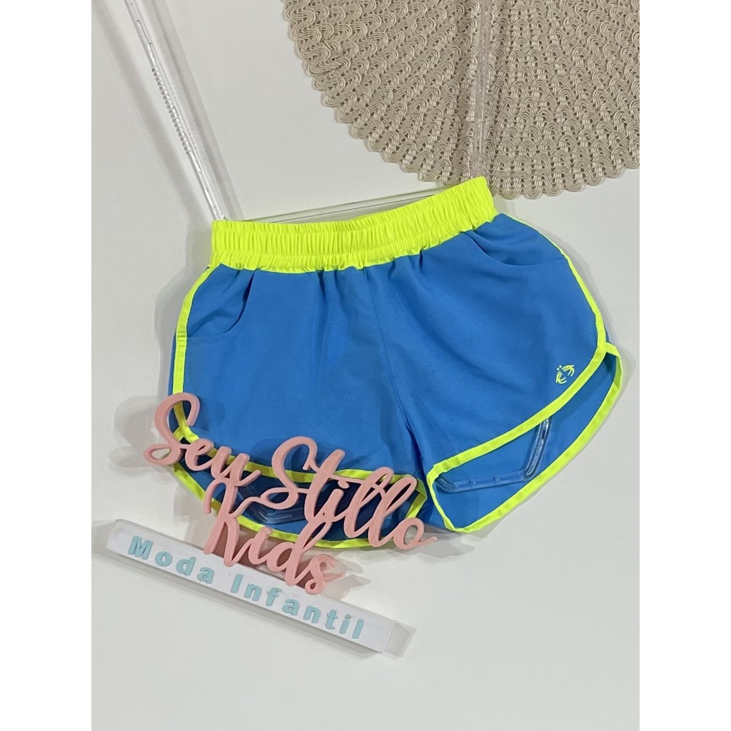 Shorts Infantil Siri Kids Nylon Leticia Azul Cyan 40063
