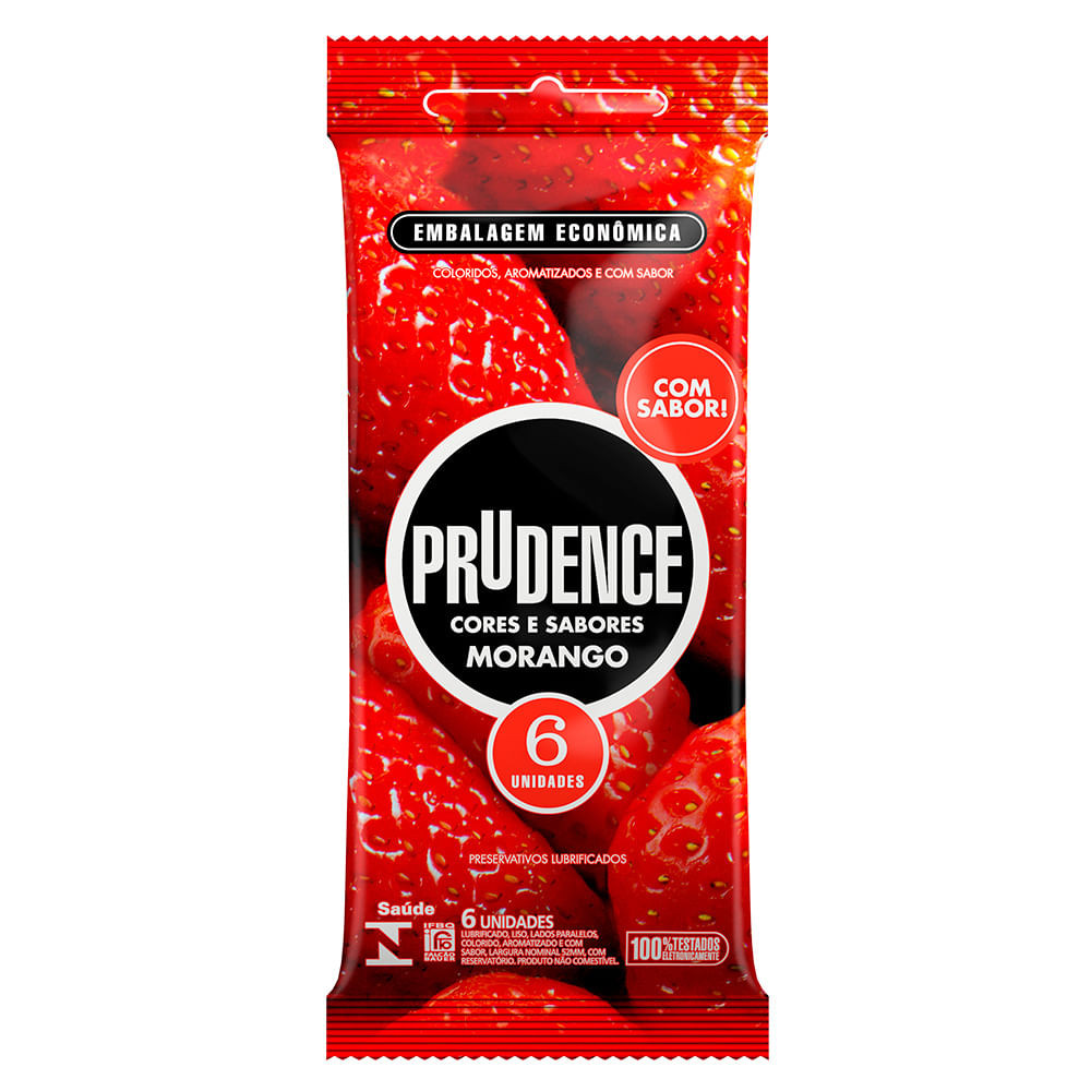 Preservativo Prudence Cores e Sabores Morango 6 Unidades - Health