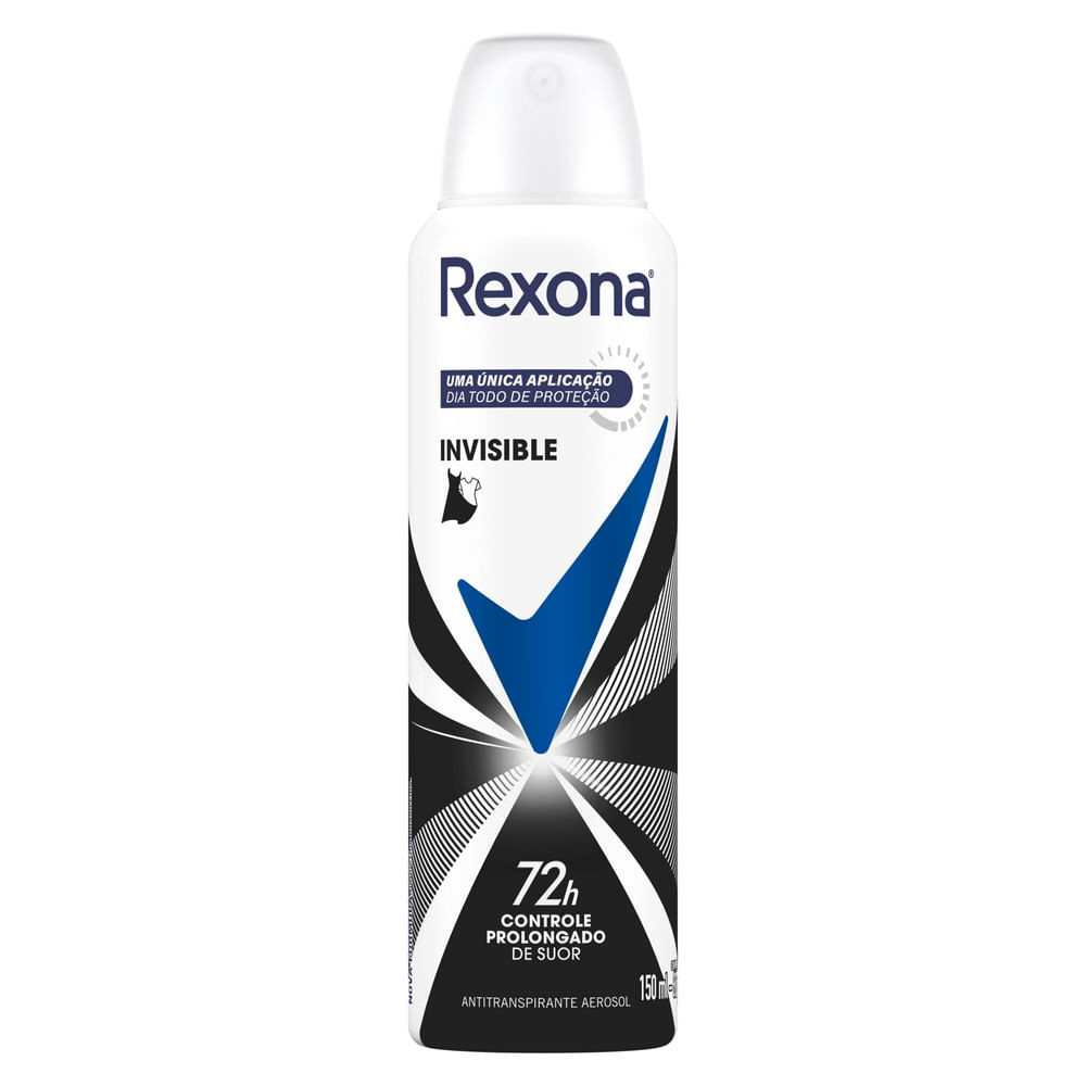 Desodorante Antitranspirante Aerosol Feminino Rexona Invisible 72 horas 150ml - Beauty