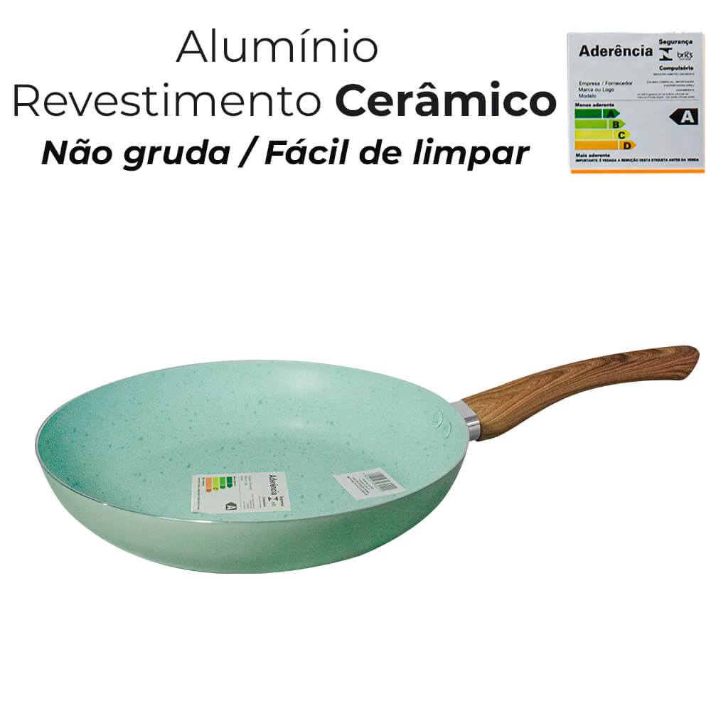 Detalhes do Frigideira Antiaderente Revestimento Cerâmica 26cm Sahara Chama Verde - Casambiente