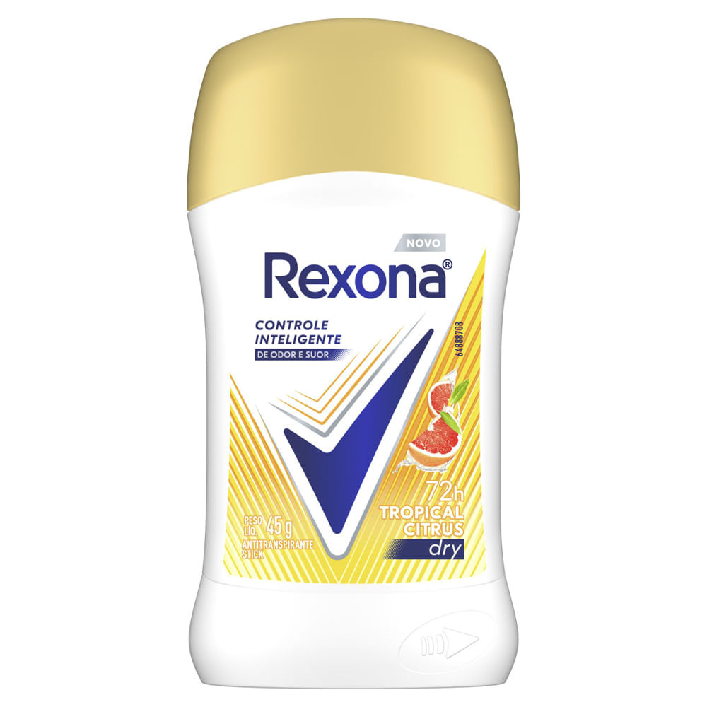 Desodorante Antitranspirante Stick Rexona Tropical Citrus Dry 45 g - Beauty