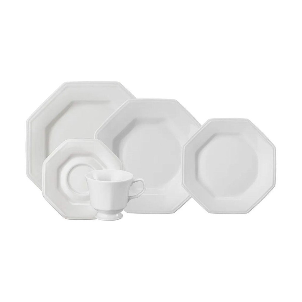Jogo de Jantar 40 Peças Chá Prisma Porcelana Schmidt em Oferta na Shopee