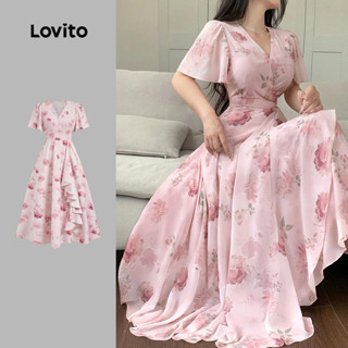 (New) Lovito Vestido Elegante com Babados Primavera/verão para Mulheres L143ED197 em Oferta na Shopee