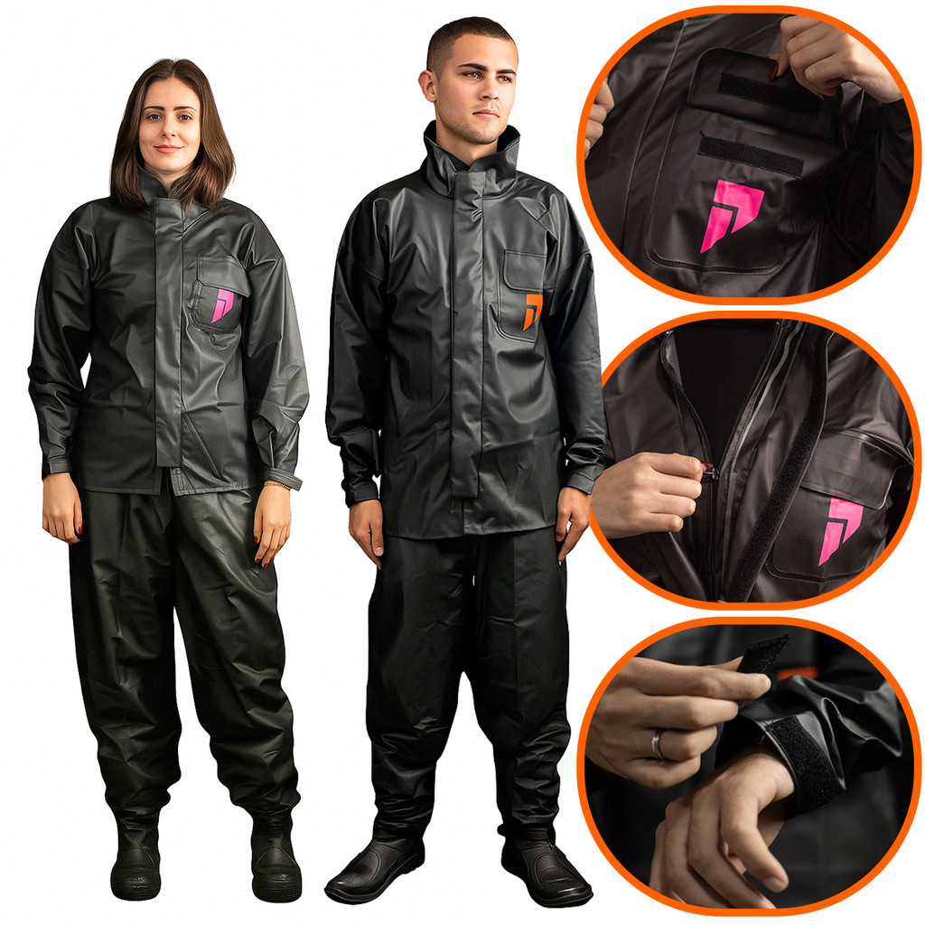 Conjunto Capa De Chuva Motoqueiro Gola Alta Masculino e Feminino Impermeável Diversos Tamanhos em Oferta na Shopee