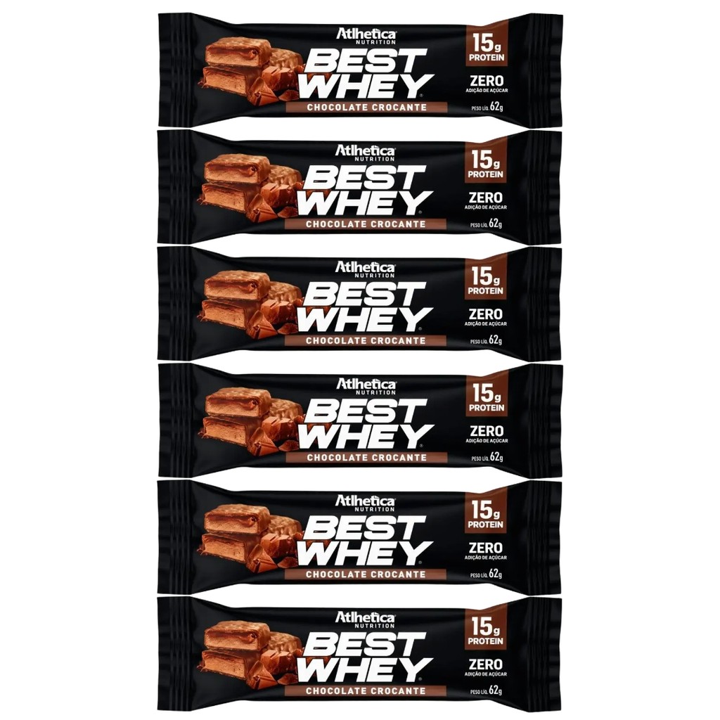 Kit 6 Barra Best Whey 15g Chocolate Crocante Atlhetica Nut.