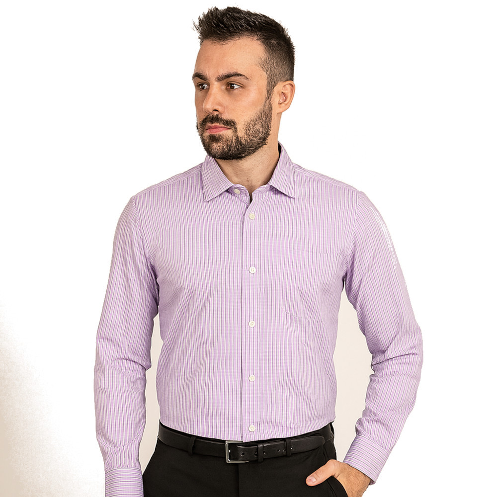 Camisa Social Masculina Listrada Verti Clássica com Bolso