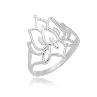Anel Flor de Lótus Vazada Prata 925 em Oferta na Shopee