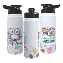 Garrafa Squeeze Personalizado Dia dos Professores Professora Coruja