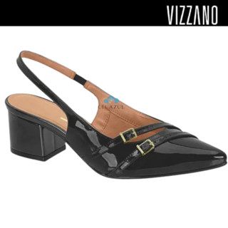 Sapato Scarpin Feminino Vizzano Slingback Verniz Bico Fino Salto Grosso Delicado Trabalho em Oferta na Shopee