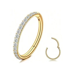 PIERCING ARGOLA TITÂNIO PVD ZIRCÔNIA CRAVEJADA LATERAL COMPLETA