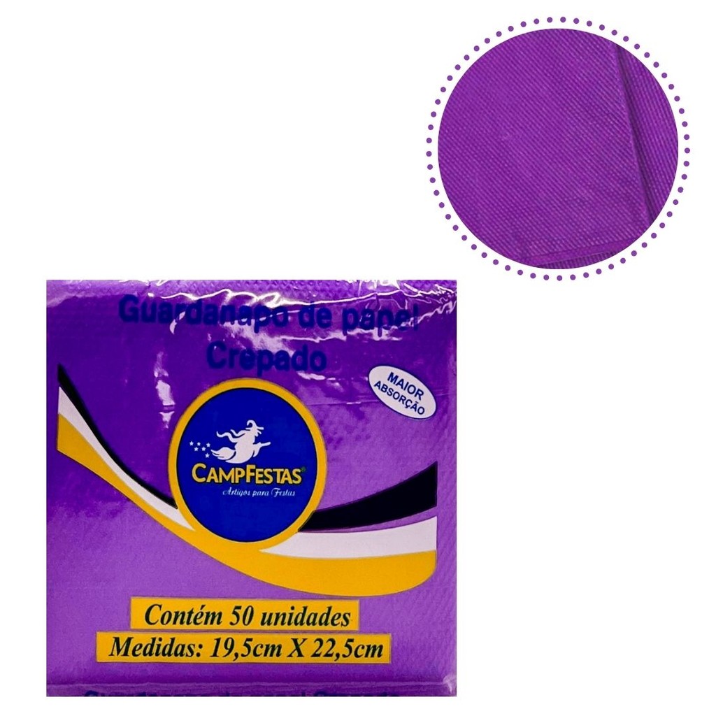 300 GUARDANAPOS ROXO FESTA 19,5 X 22,5 CAMPFESTA em Oferta na Shopee