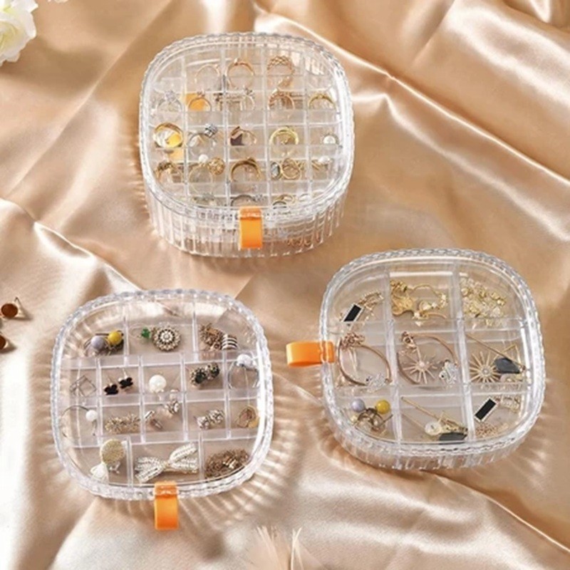 Porta Jóias e Bijuterias Em Acrílico Multifuncional Com Aba De Silicone