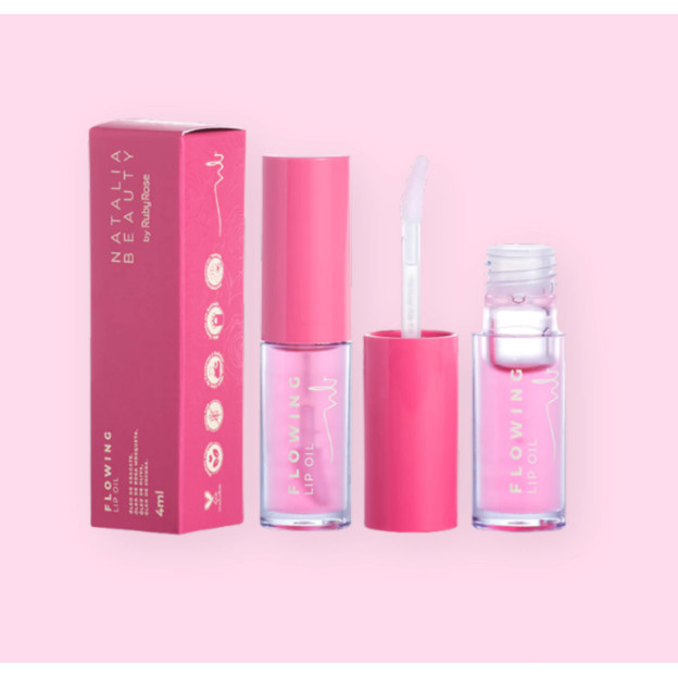 Lip Oil Flowing NATALIA BEAUTY HB L6509 Ruby Rose em Oferta na Shopee