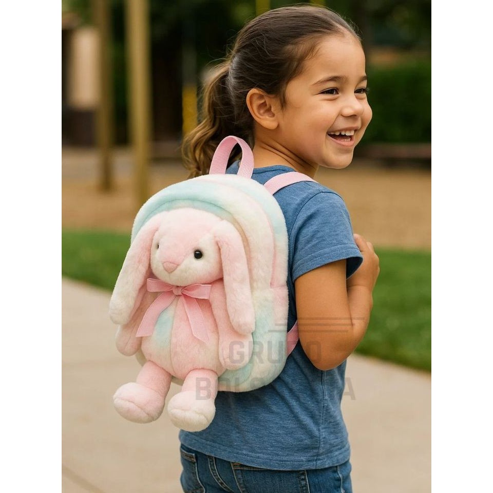 Mochila Infanti Pelúcia Coelha Passeio Creche Escola em Oferta na Shopee