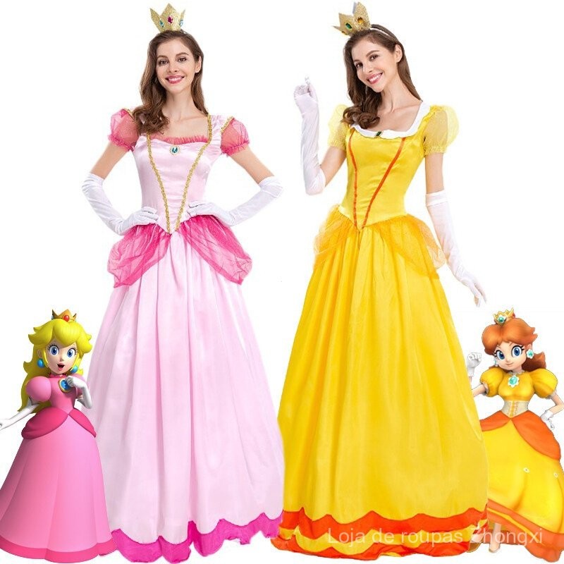 Vestido Princesa Peach de Super Mario Bros para Mulheres, Cosplay de Mary, Festa de Halloween, Rainha do Palco, AN Night