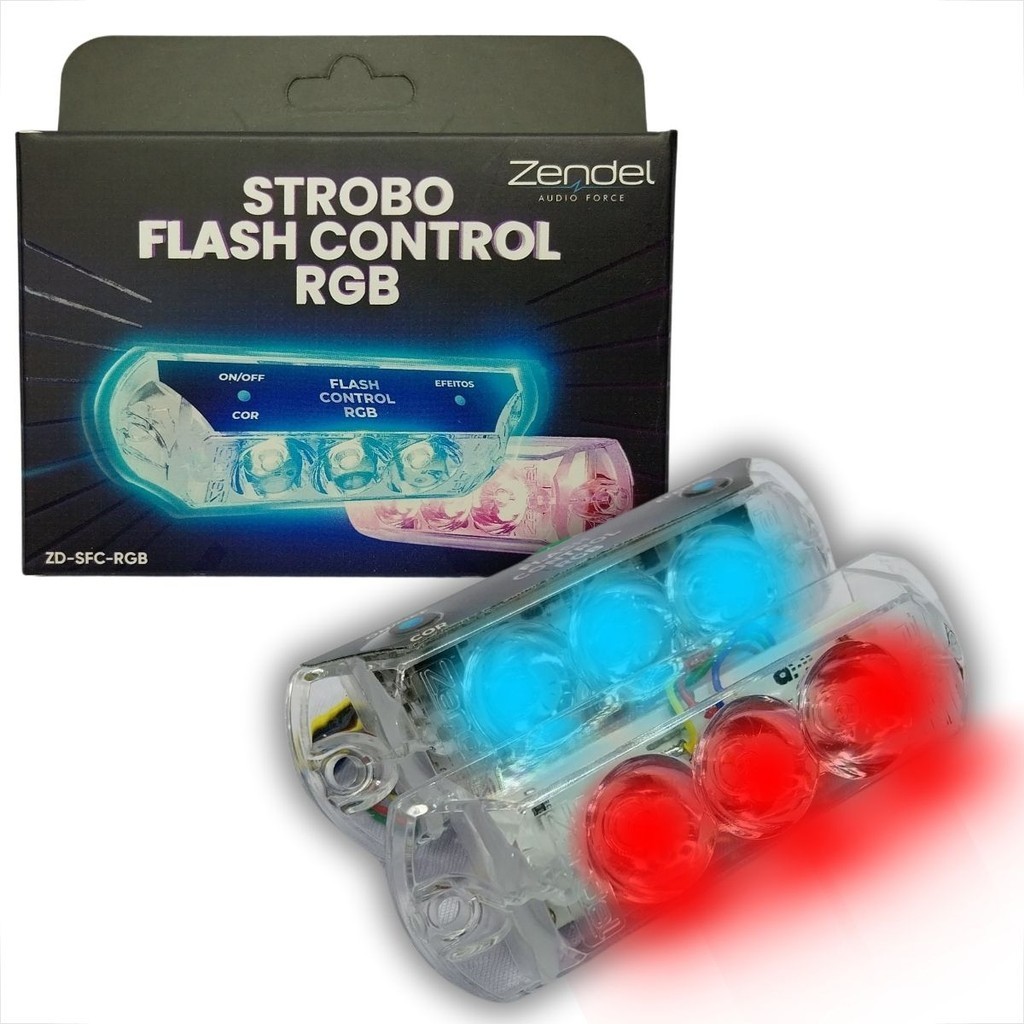 STROBO FLASH CONTROL RGB COM CENTRAL INTERNA LED ZD-SFC-RGB LED EFEITOS VISUAIS MULTICOLORIDO
