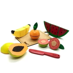 5 Frutinhas Corte Brinquedo Madeira Montessori Infantil Faz de Conta Comidinhas Pedagógico Criança