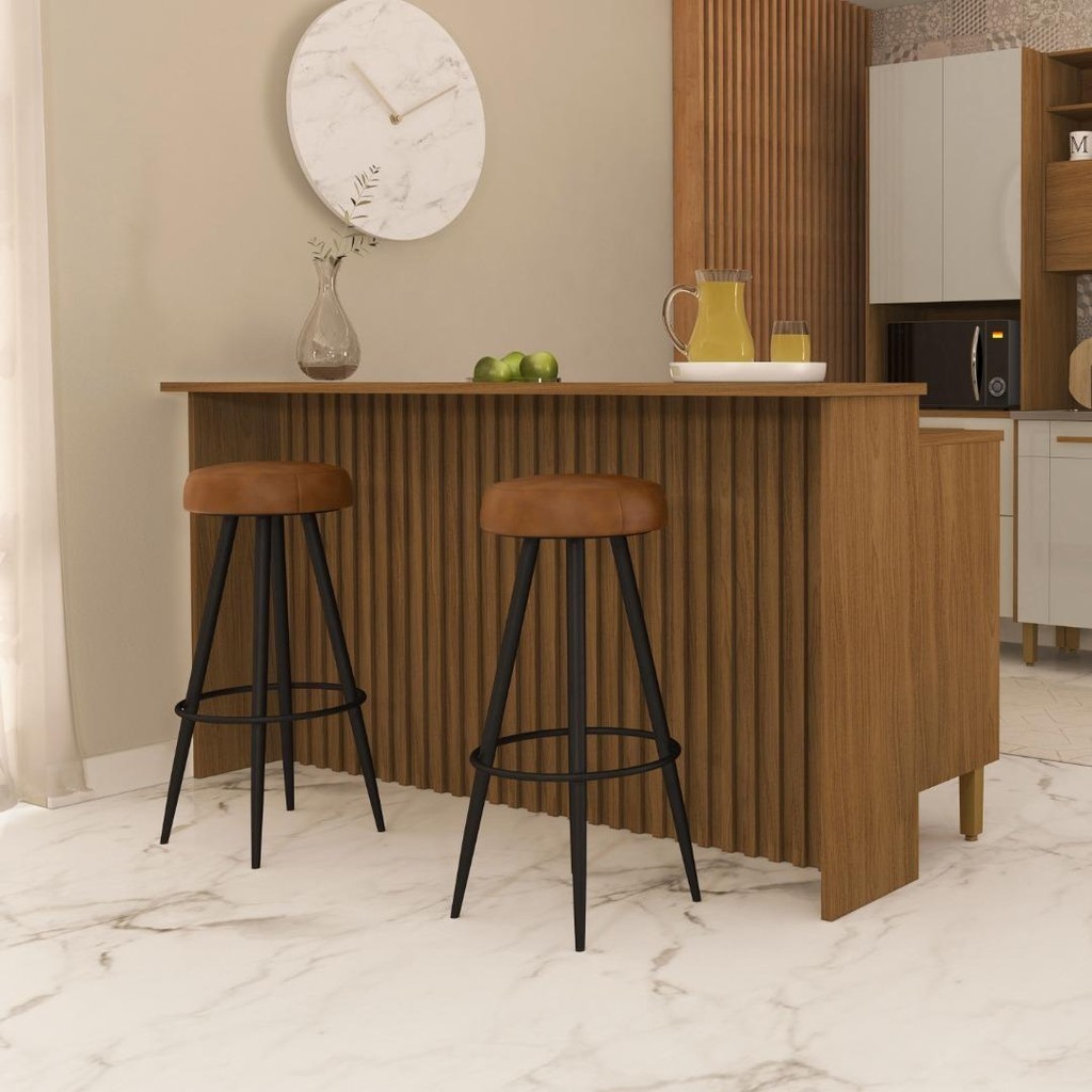 Bancada Ripada Para Cozinha 208cm Cairo Fidelitá Freijó - Home & Living