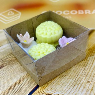 10~50 CAIXA P/ 04 DOCES KRAFT C/ TAMPA ACETATO 7X7X4  5042 (IDEIA) ESSENCIAL em Oferta na Shopee