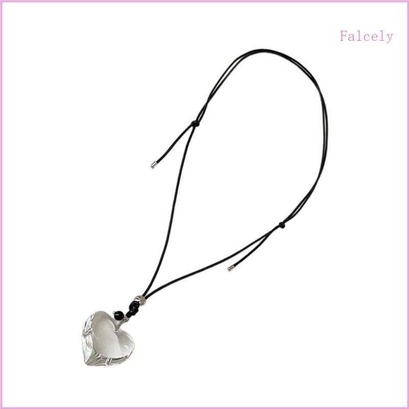 Falc Trendy Heart Pendant Statement Choker Com Corrente Ajustável Para Adolescentes