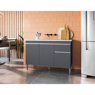 Balcão De Pia Ambiente Tatiane 120 Cm Cinza Fosco - Ajl em Oferta na Shopee