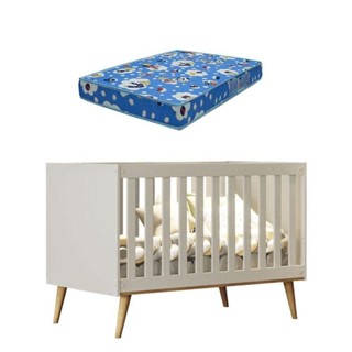 Berço Americano Ludmila Off White Bétula Com Colchão Ortobom - Carolina Baby em Oferta na Shopee