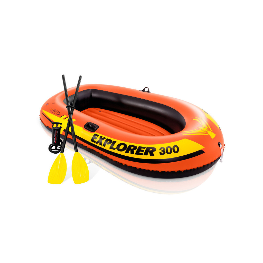 Bote Barco Inflavel com Remos e Bomba de Ar Manual Intex Explorer 300 211cm Resistente até 186kg - Sports & Outdoors