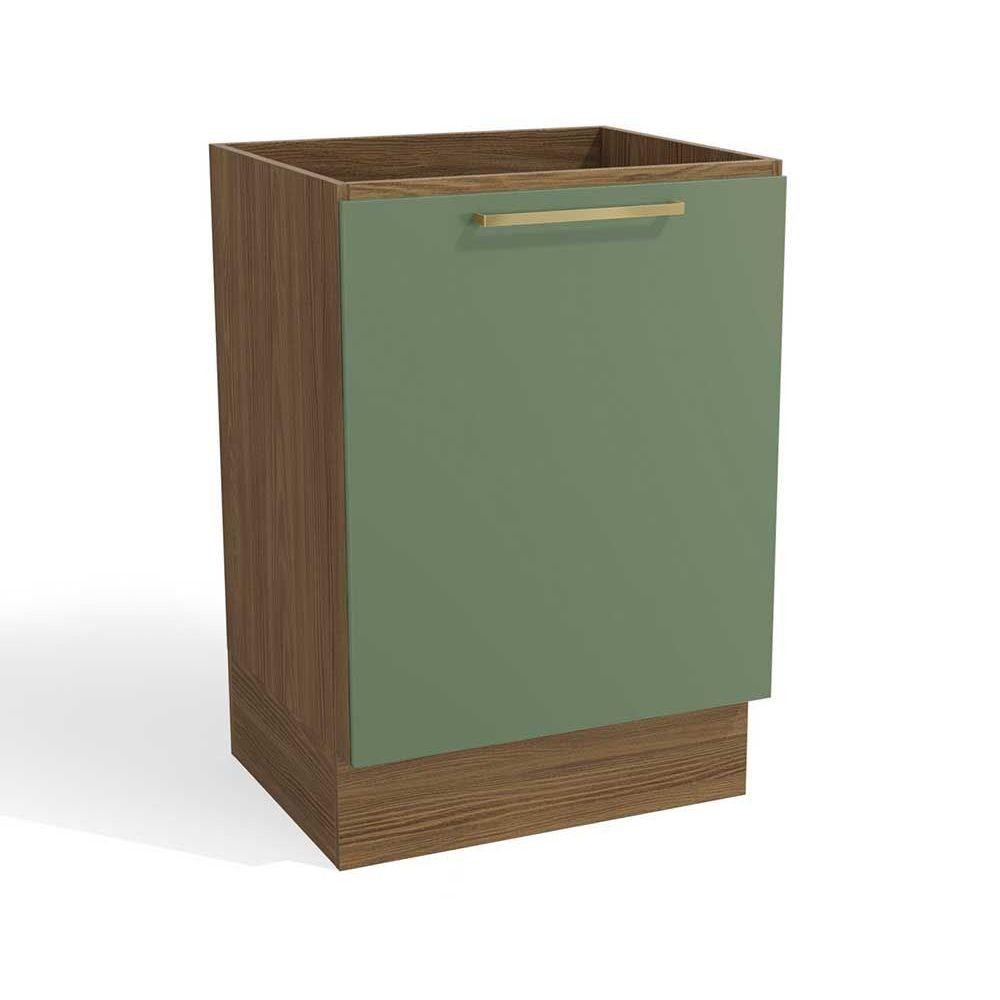 Balcão de Cozinha Botanic M629 1 Porta s/Tampo 60cm Nogueira/Verde Oliva - Kappesberg - Home & Living