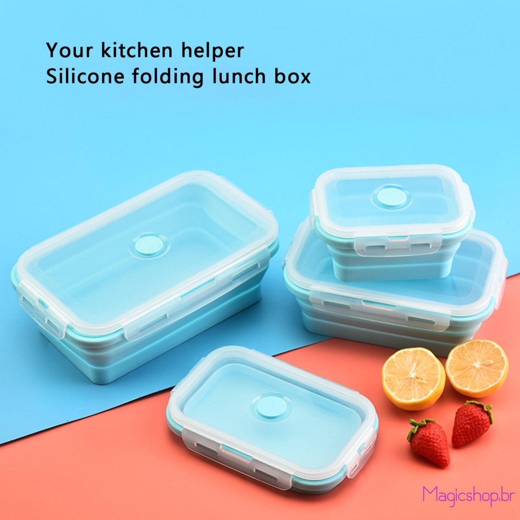 Mag-4pcs Caixa De Almoço De Silicone Bento À Prova De Vazamentos Alimentos Para Crianças Adultas Camping De Viagem